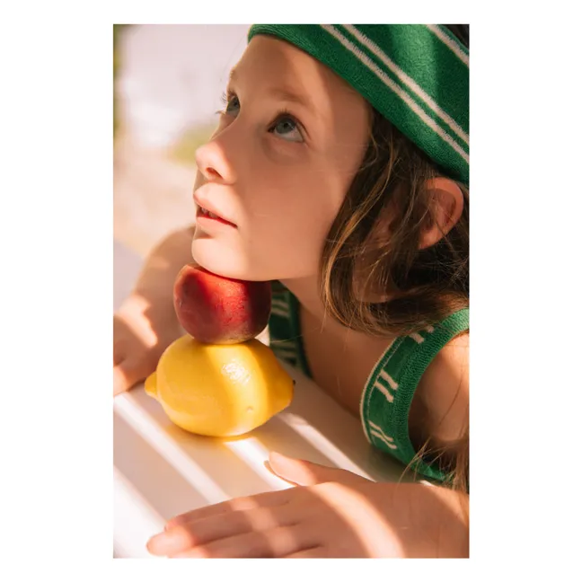 Bjorn Striped Headband Organic Cotton Towelling | Green