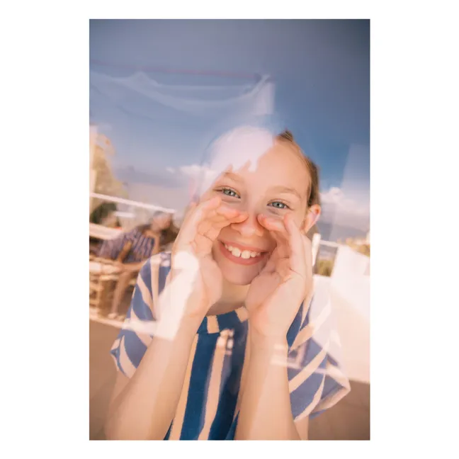 Vestido de rizo de algodón orgánico a rayas April | Azul