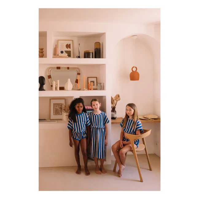 Vestido de rizo de algodón orgánico a rayas April | Azul