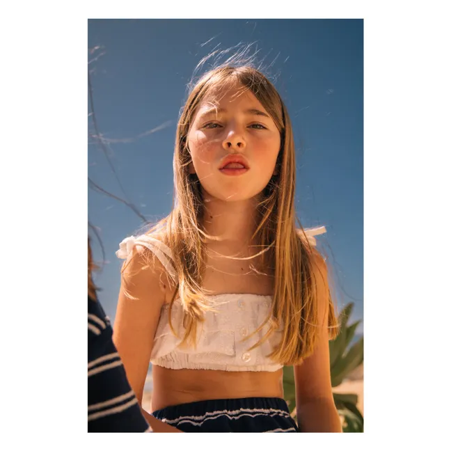 Crop Top Brodé Mandy Coton Bio | Blanc