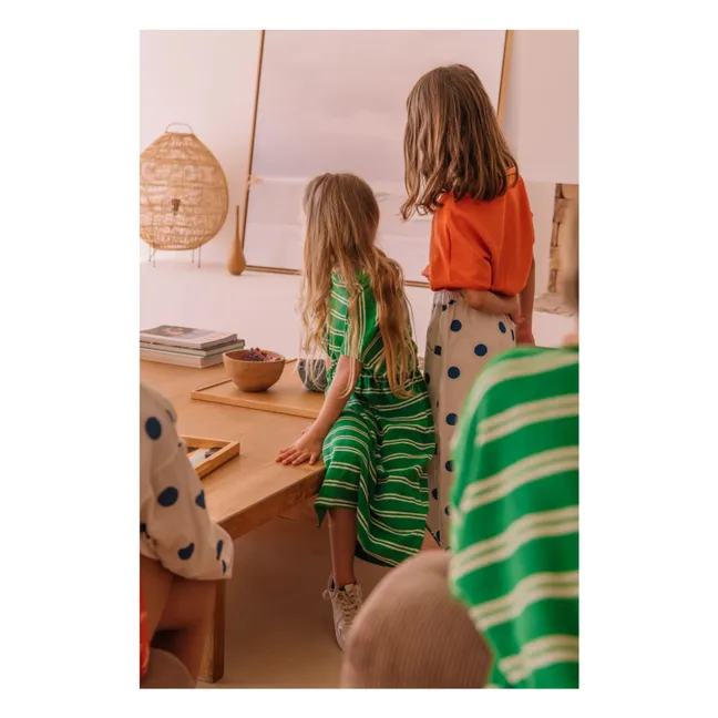 Robe April Rayée Eponge Coton Bio | Vert