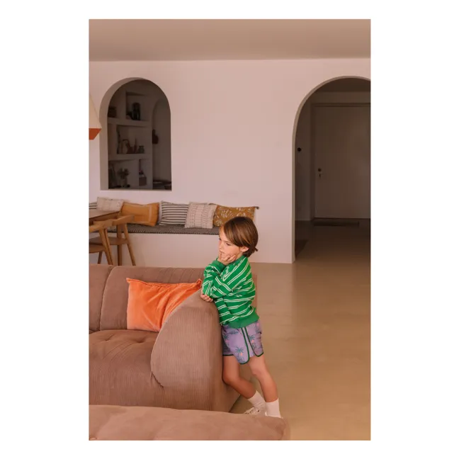 Nat striped organic cotton terry sweatshirt | Green