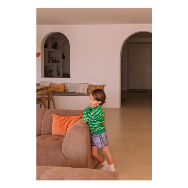 Sweat Nat Rayé Eponge Coton Bio | Vert- Image produit n°1