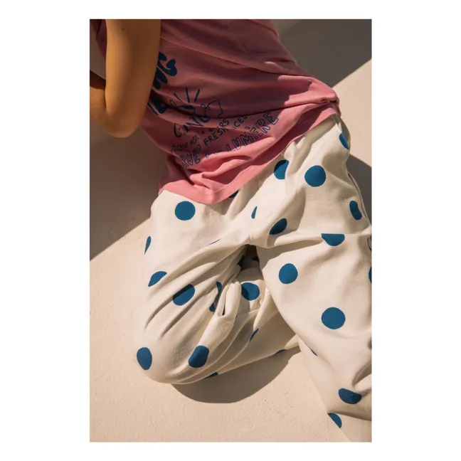 Pantalones de pata ancha Elia con lunares | Blanco