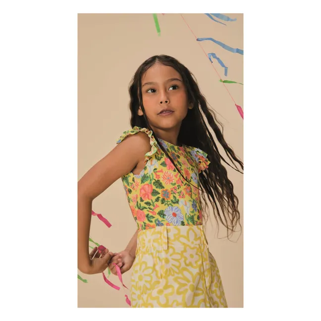 1 Piece Swimsuit Flounced Flowers | Yellow