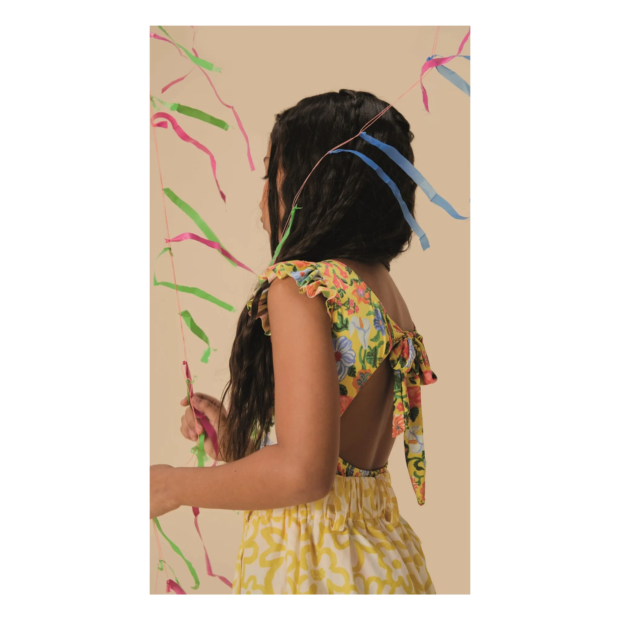 Maillot de Bain 1 Pièce Volants Fleurs | Jaune- Image produit n°2