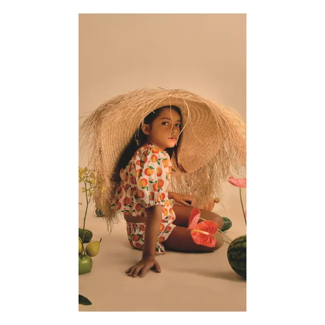 Blouse Crop Volants Orange | Blanc