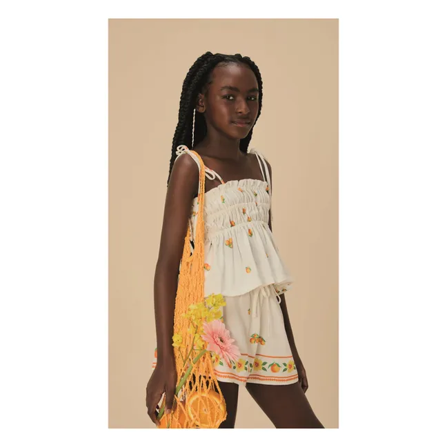 Orange drawstring shorts | White