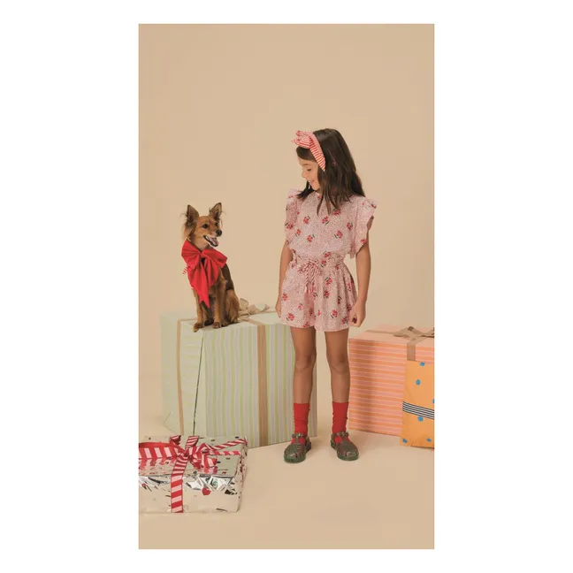 Blouse Manches Volants Pois | Rouge