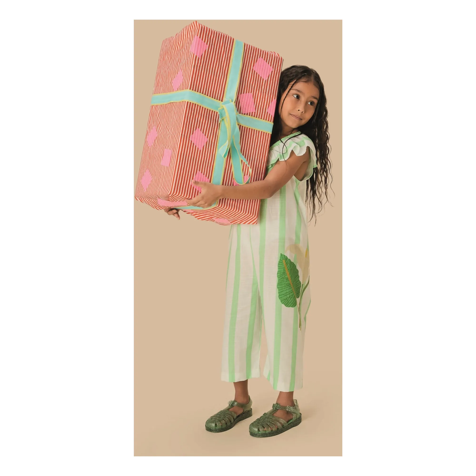 Combinaison Volants Rayée | Vert pâle- Image produit n°1