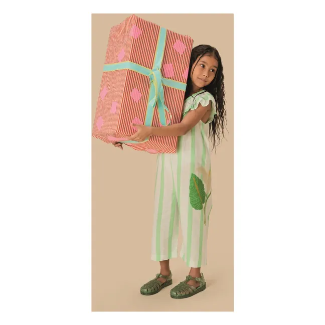 Striped Ruffle Jumpsuit | Pale green