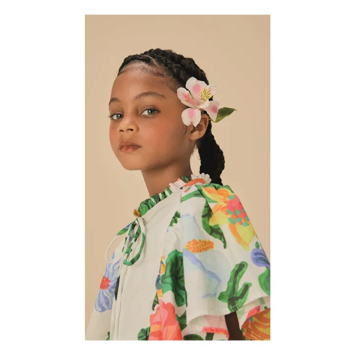 Vestido de flores con mangas acampanadas | Blanco- Imagen del producto n°5