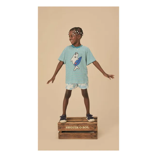 Camiseta Striped Shark | Azul