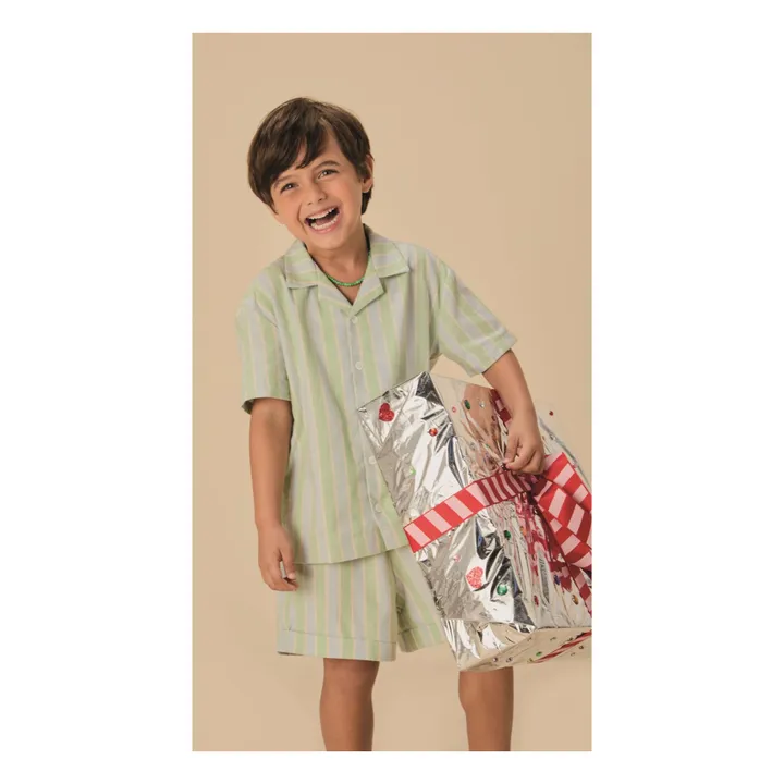 Bermudas de cordón a rayas | Verde Pálido- Imagen del producto n°2