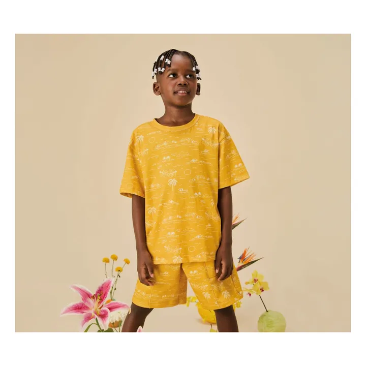 Conjunto de camiseta de palmeras y bermudas | Amarillo- Imagen del producto n°1