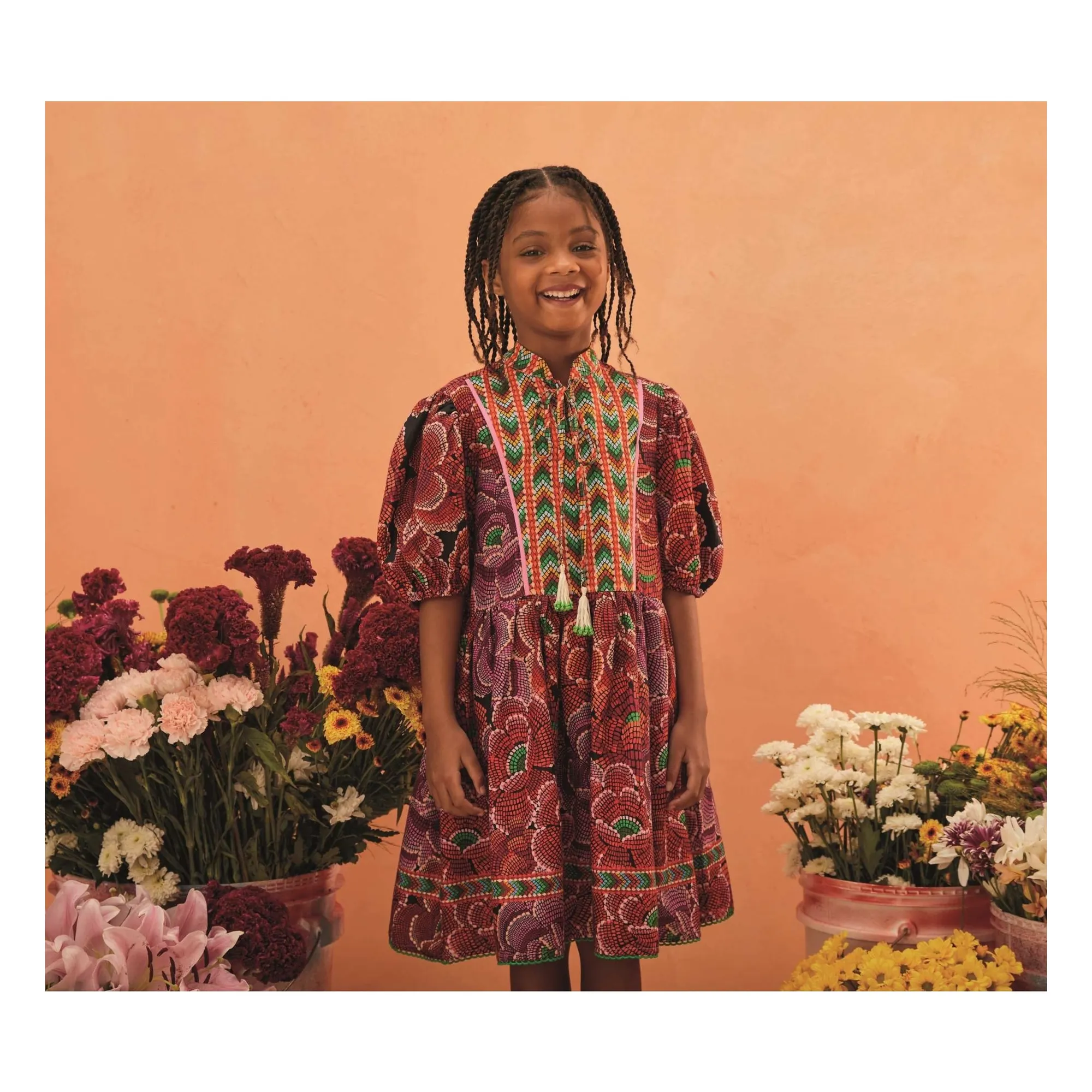 Robe Nina Fleurie | Rouge- Image produit n°1
