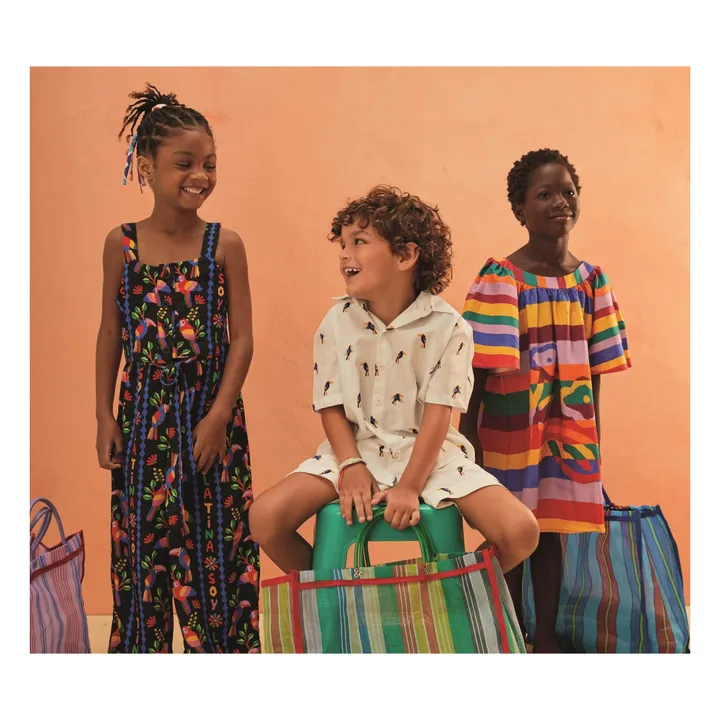 Robe Manches Evasées Fleurs Rayée | Jaune- Image produit n°2