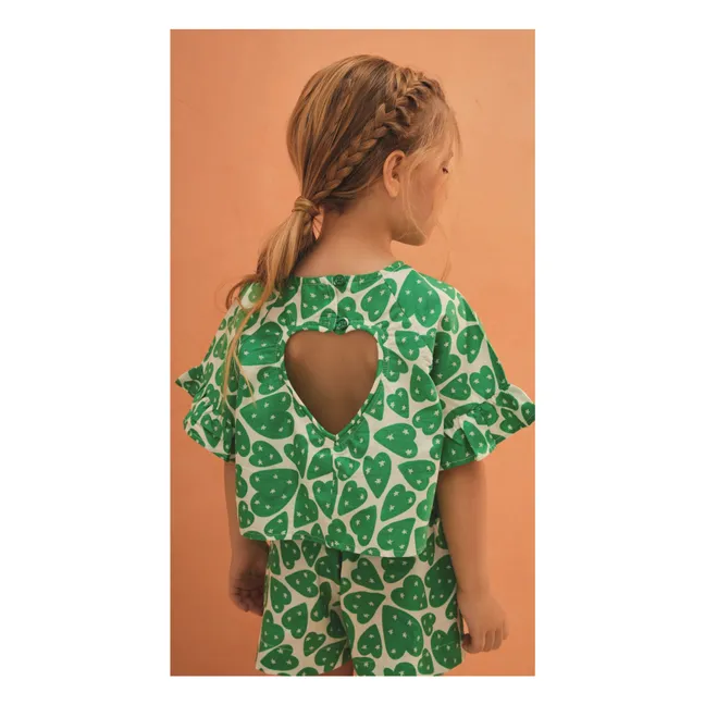 Blouse Crop Cœurs | Vert