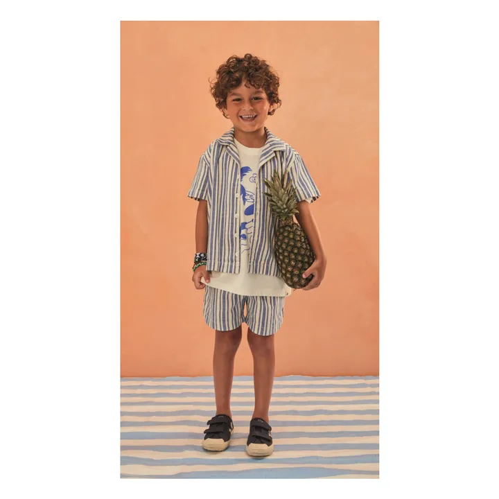 Bermudas de cordón a rayas | Azul Claro- Imagen del producto n°1