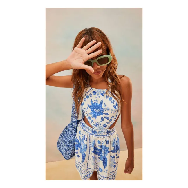 Robe Cut Fleurs | Bleu