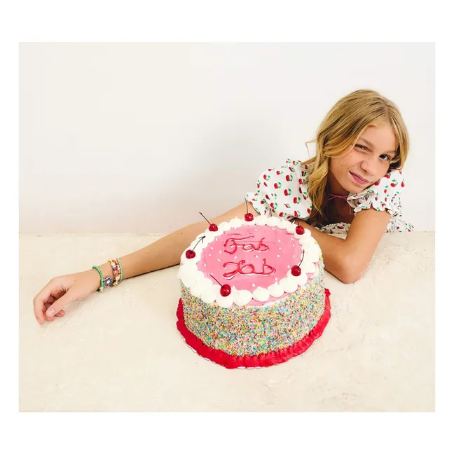 Cherry Puff Sleeve Dress | White