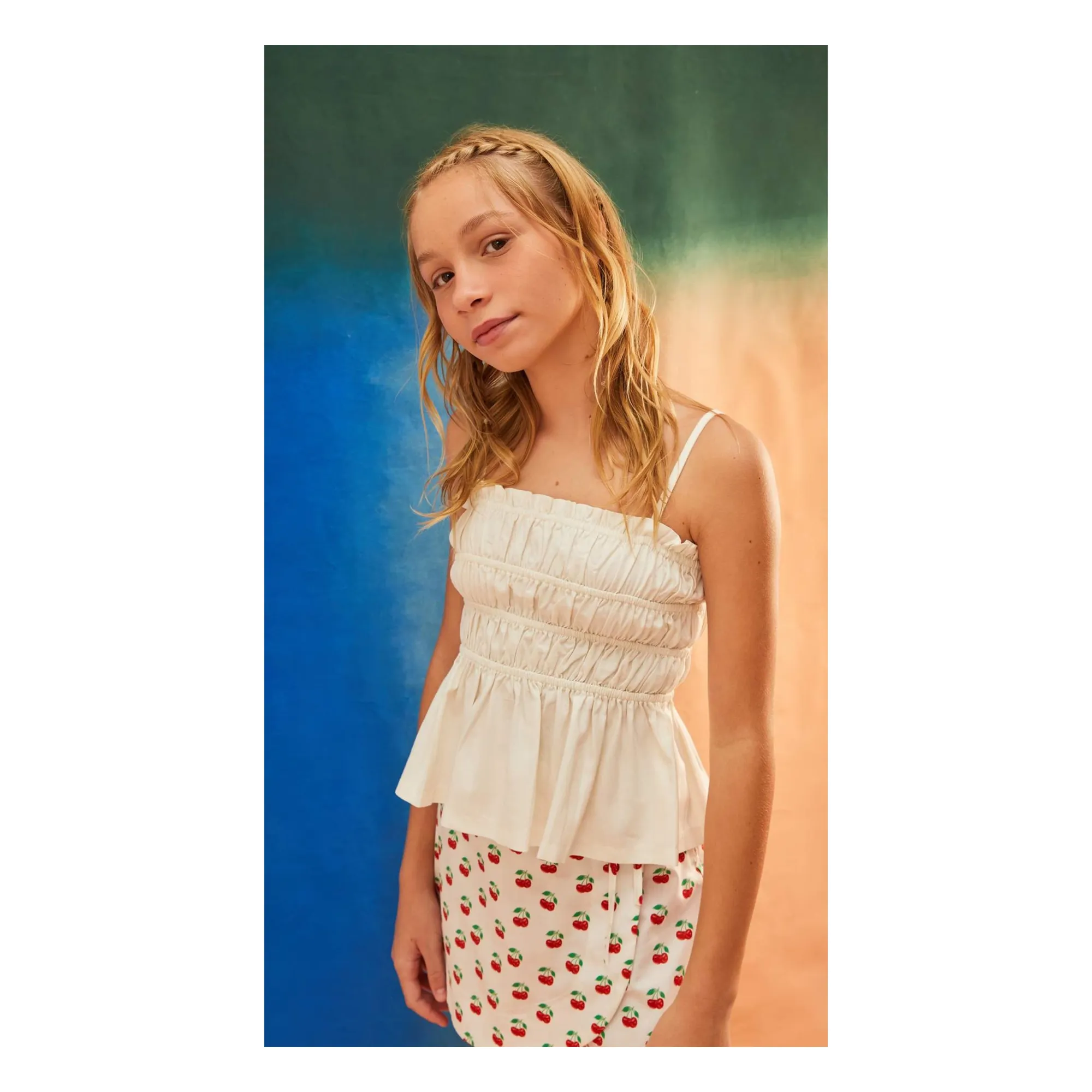 Jupe Short Cerises | Blanc- Image produit n°1