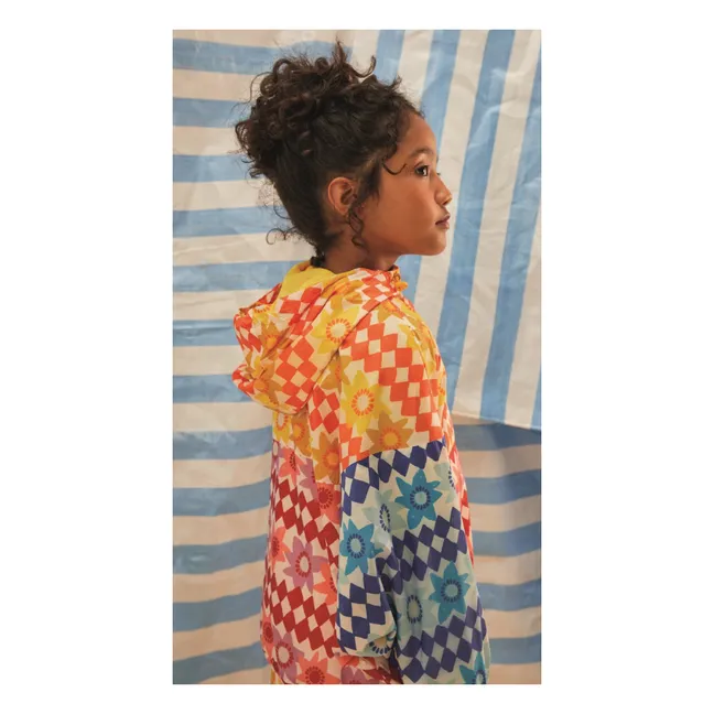 Coupe-Vent Damier Fleurs | Orange