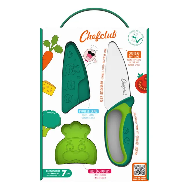 Knife with finger guard | Green