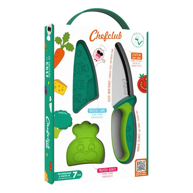 Knife with finger guard | Green