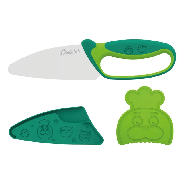 Knife with finger guard | Green