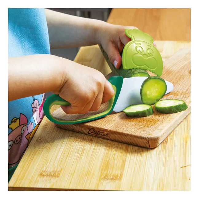 Knife with finger guard | Green