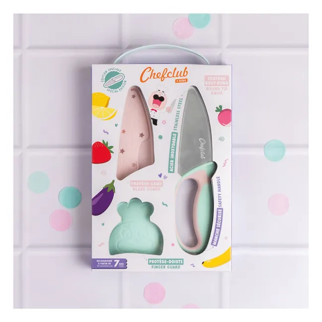 Coltello con protezione per le dita | Rosa Pallido