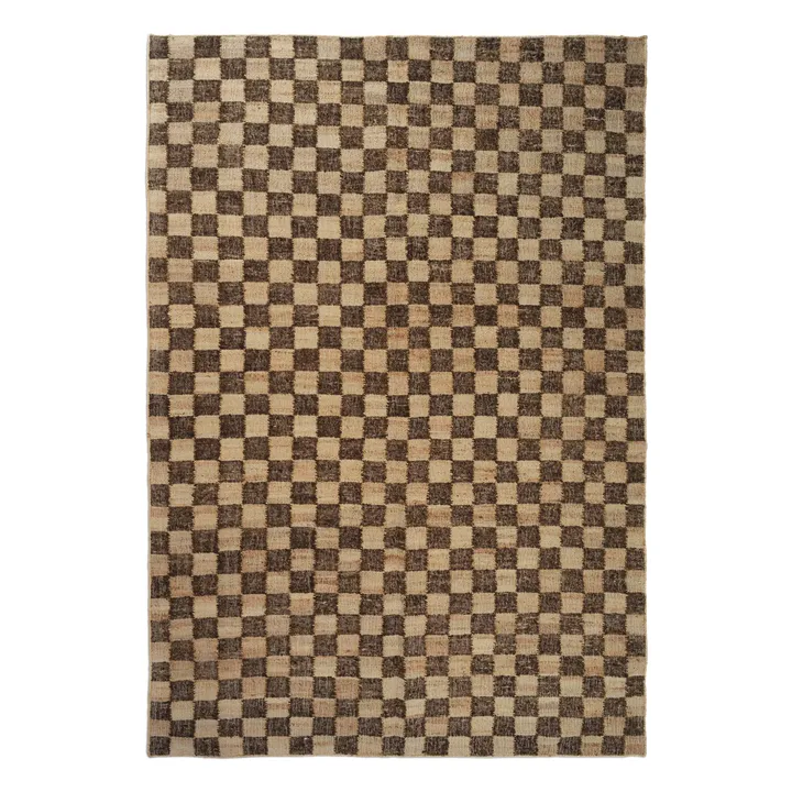 Tapis en jute et laine Check | Café- Image produit n°4
