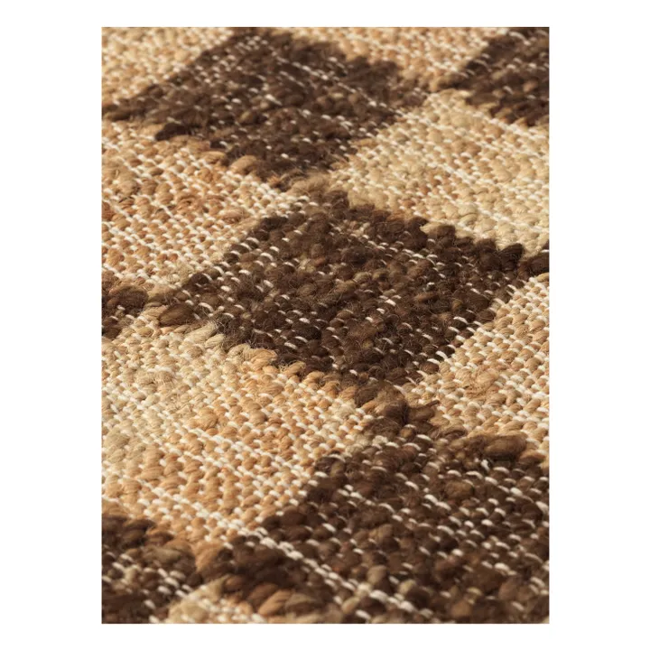 Tapis en jute et laine Check | Café- Image produit n°1