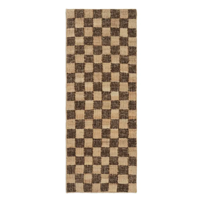Tapis en jute et laine Check | Café
