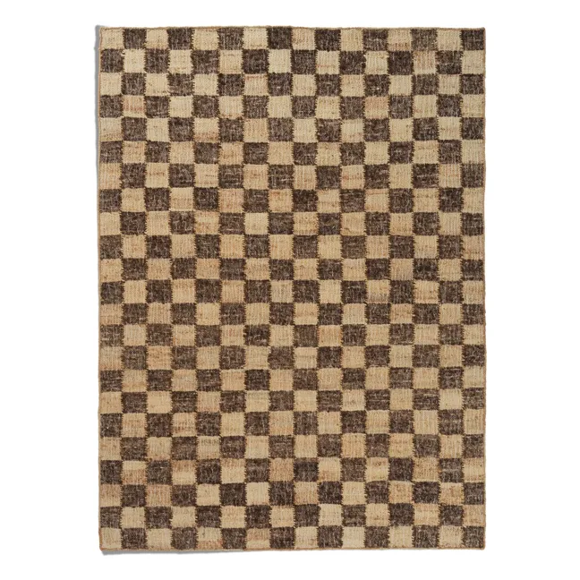 Tapis en jute et laine Check | Café