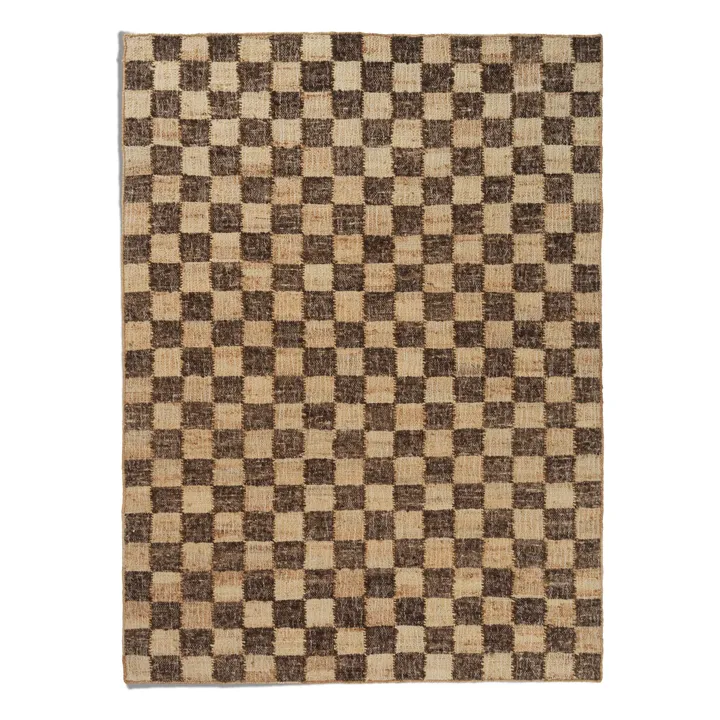 Tapis en jute et laine Check | Café- Image produit n°3