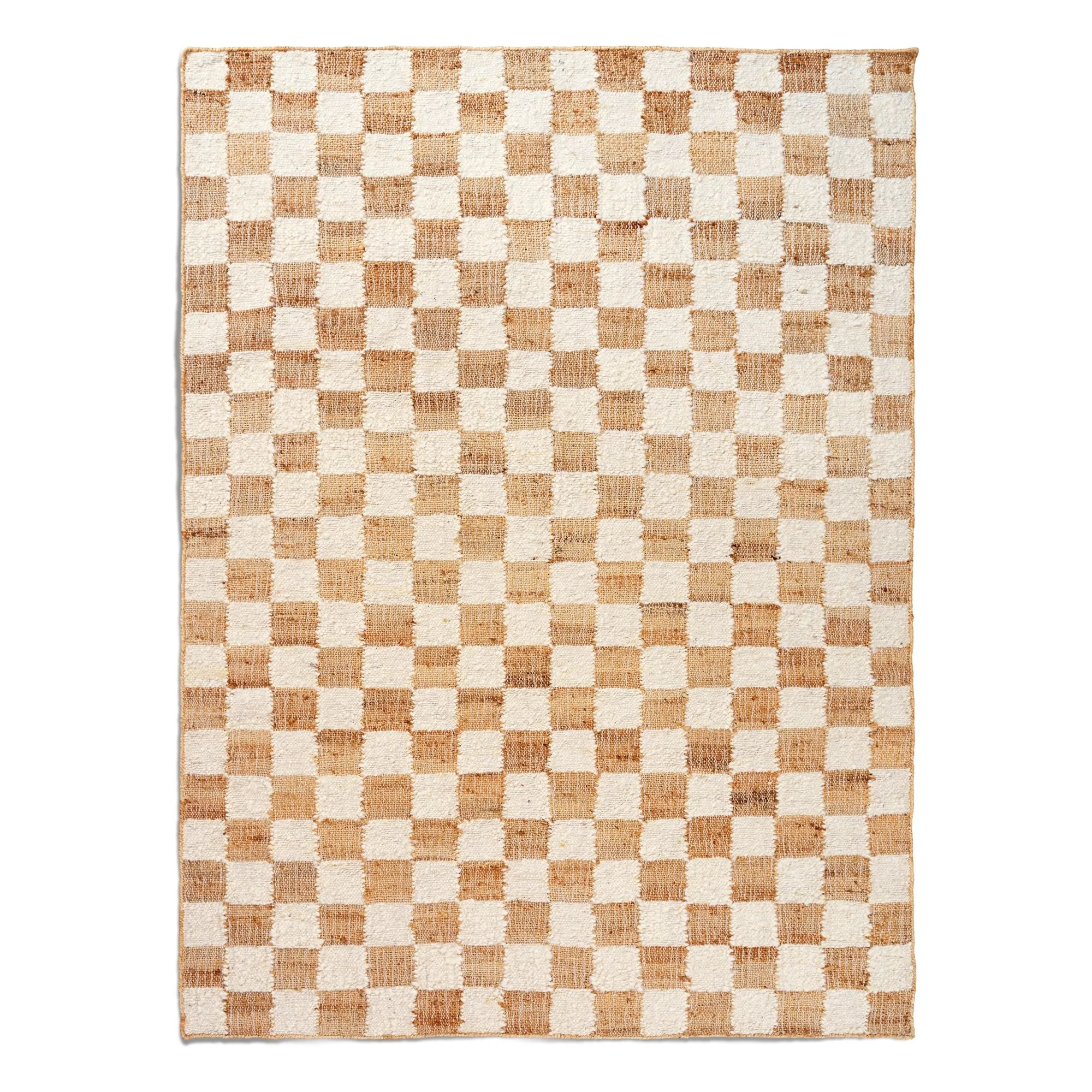Ferm Living Cream Check Wool And Jute Rugs