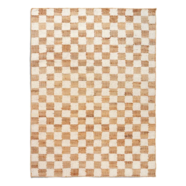 Tapis en jute et laine Check | Crème- Image produit n°0