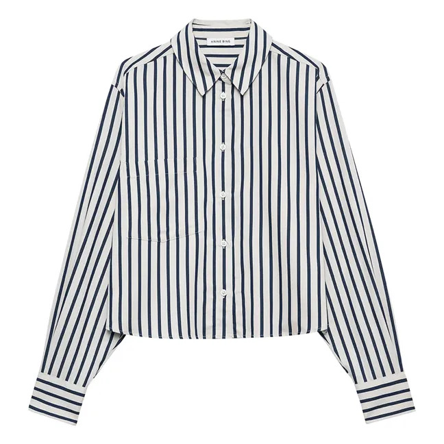 Chemise Crop Essie Rayée | Bleu marine