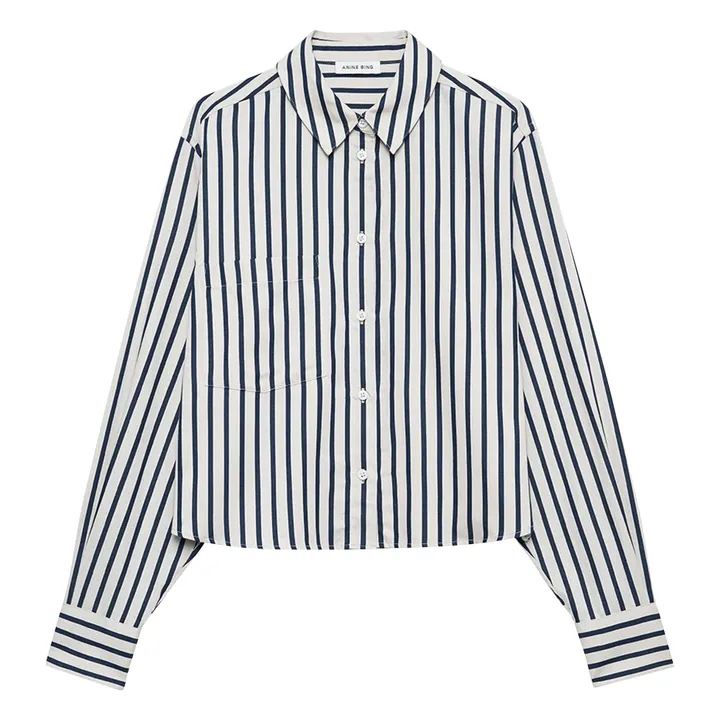 Chemise Crop Essie Rayée | Bleu marine- Image produit n°0