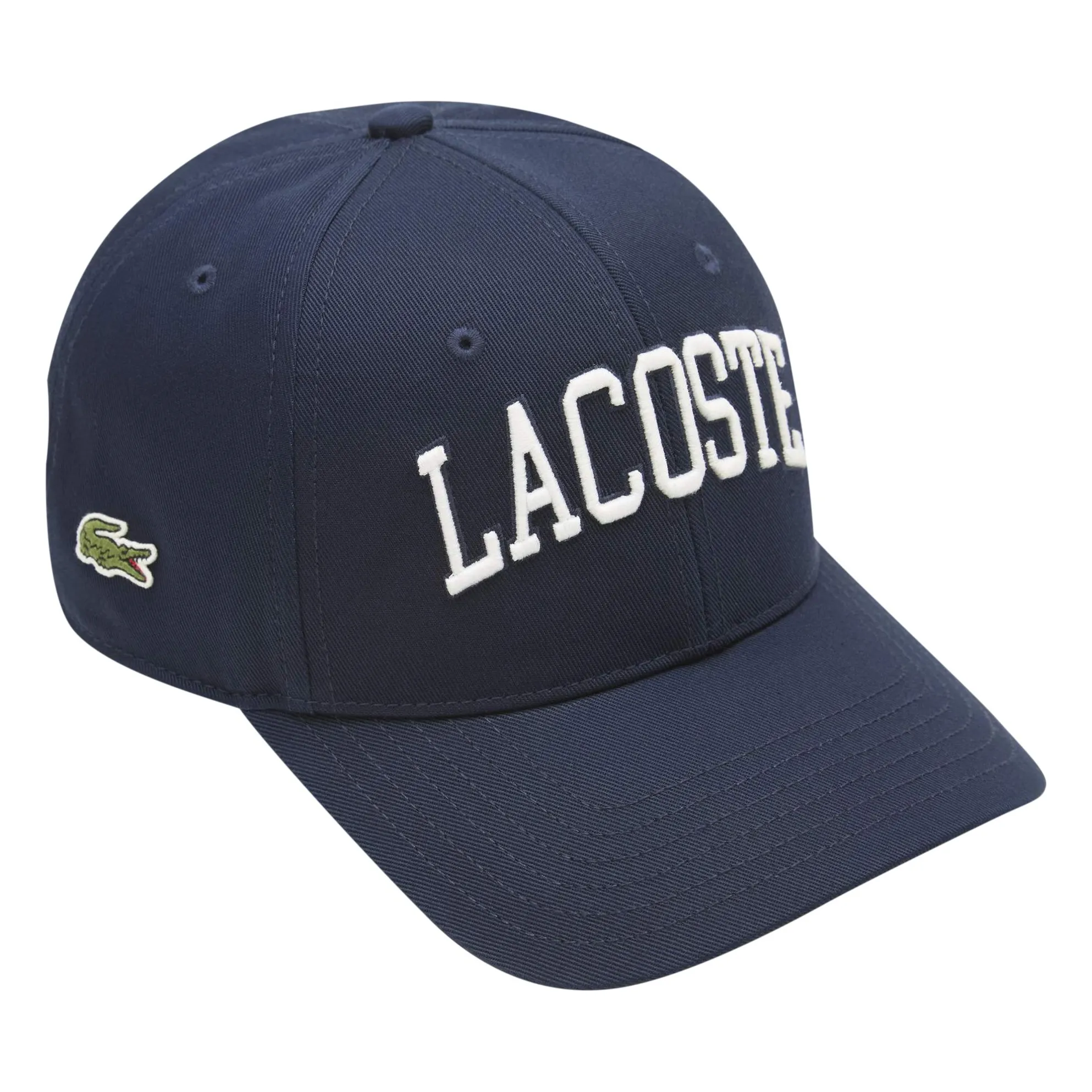 Lacoste Navy Blue Wordmark Logo Organic Cotton Cap