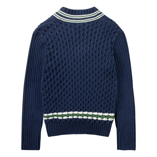 Organic cotton cable knit sweater | Navy blue