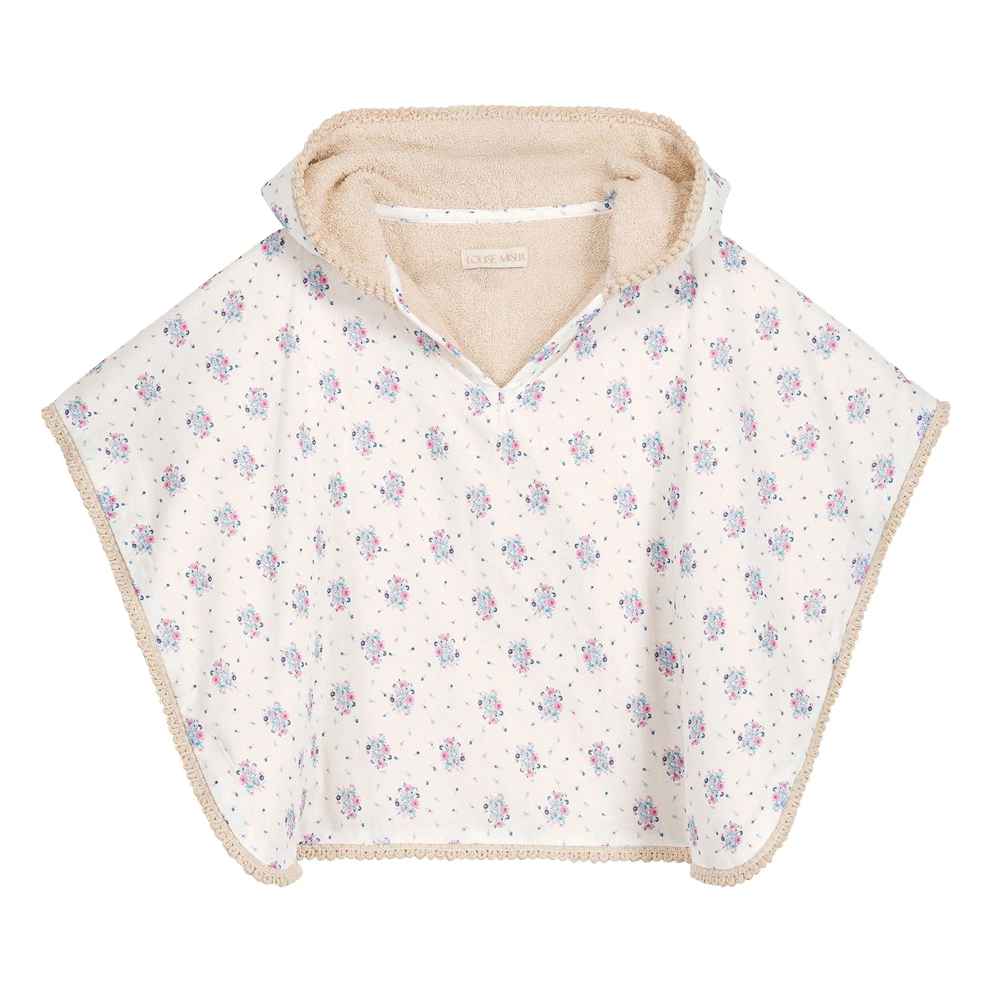 Poncho de bain Mael en coton bio | Ecru- Image produit n°0