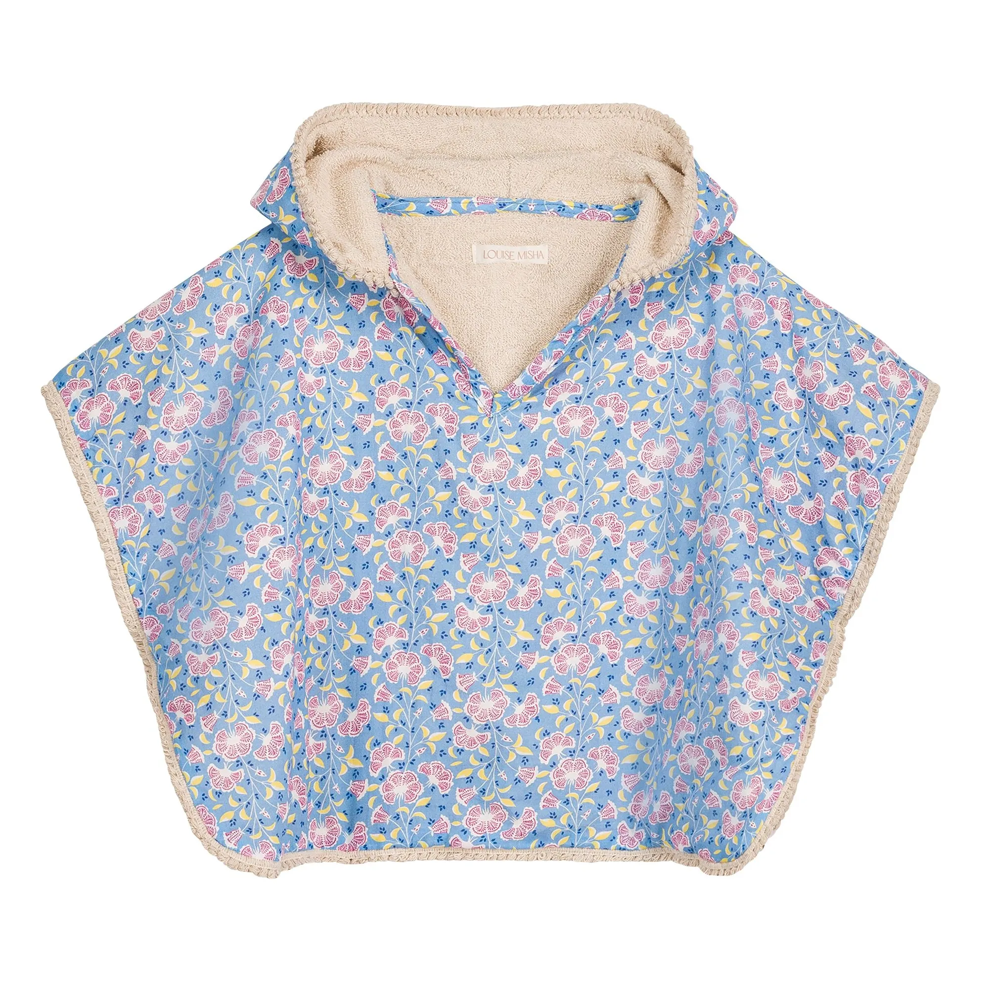 Louise Misha Light Blue Mael Bath Poncho In Organic Cotton