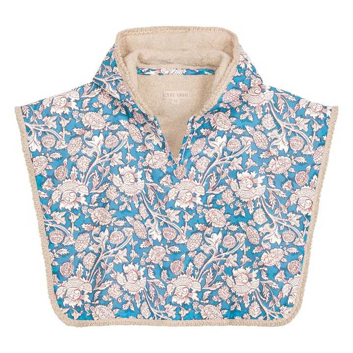 Mael bath poncho in organic cotton | Blue- Product image n°0