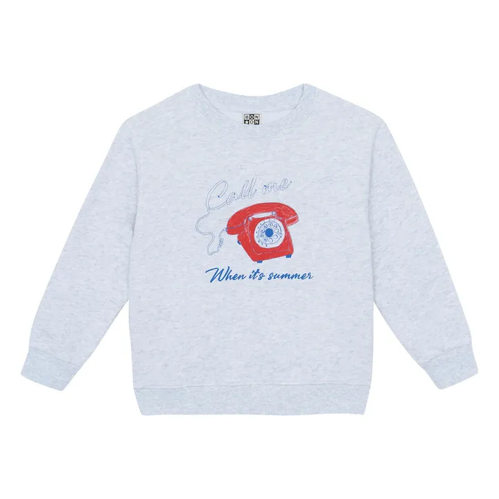 Sweat Chiné Smile Call Me | Gris- Image produit n°0