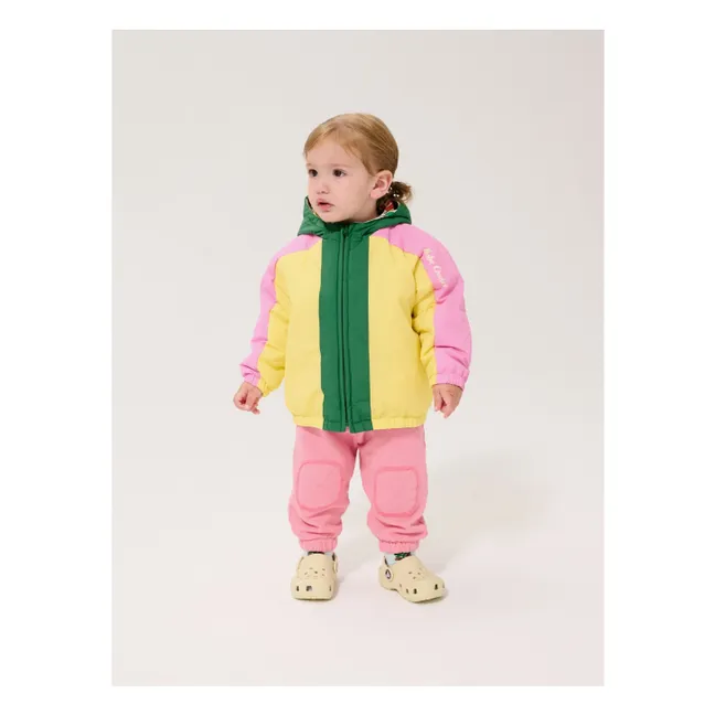 Chaqueta reversible de fibra reciclada Colorblock para bebé | Amarillo