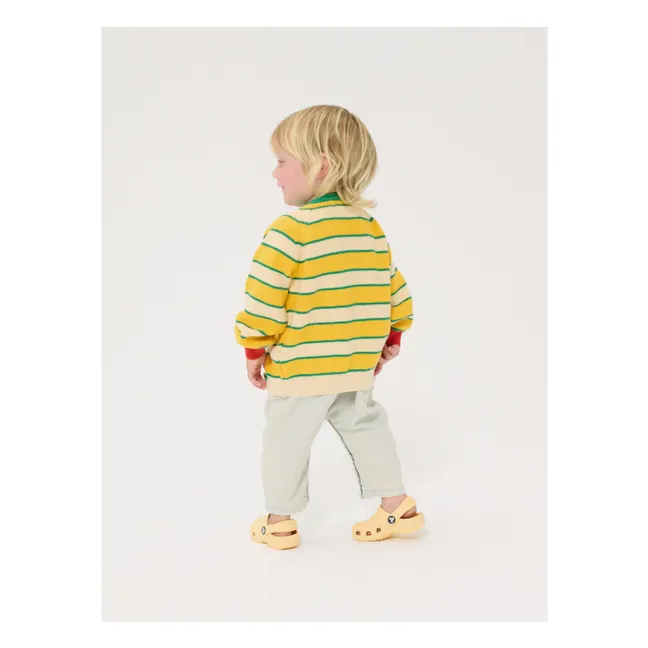 Strickjacke mit Streifen aus Bio-Baumwolle, Baby | Gelb