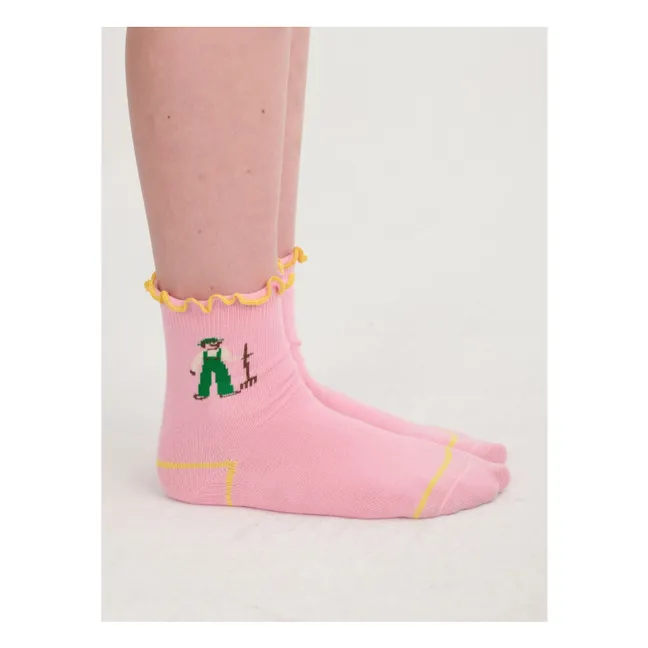 Chaussettes Volants Ferme Coton Bio | Rose